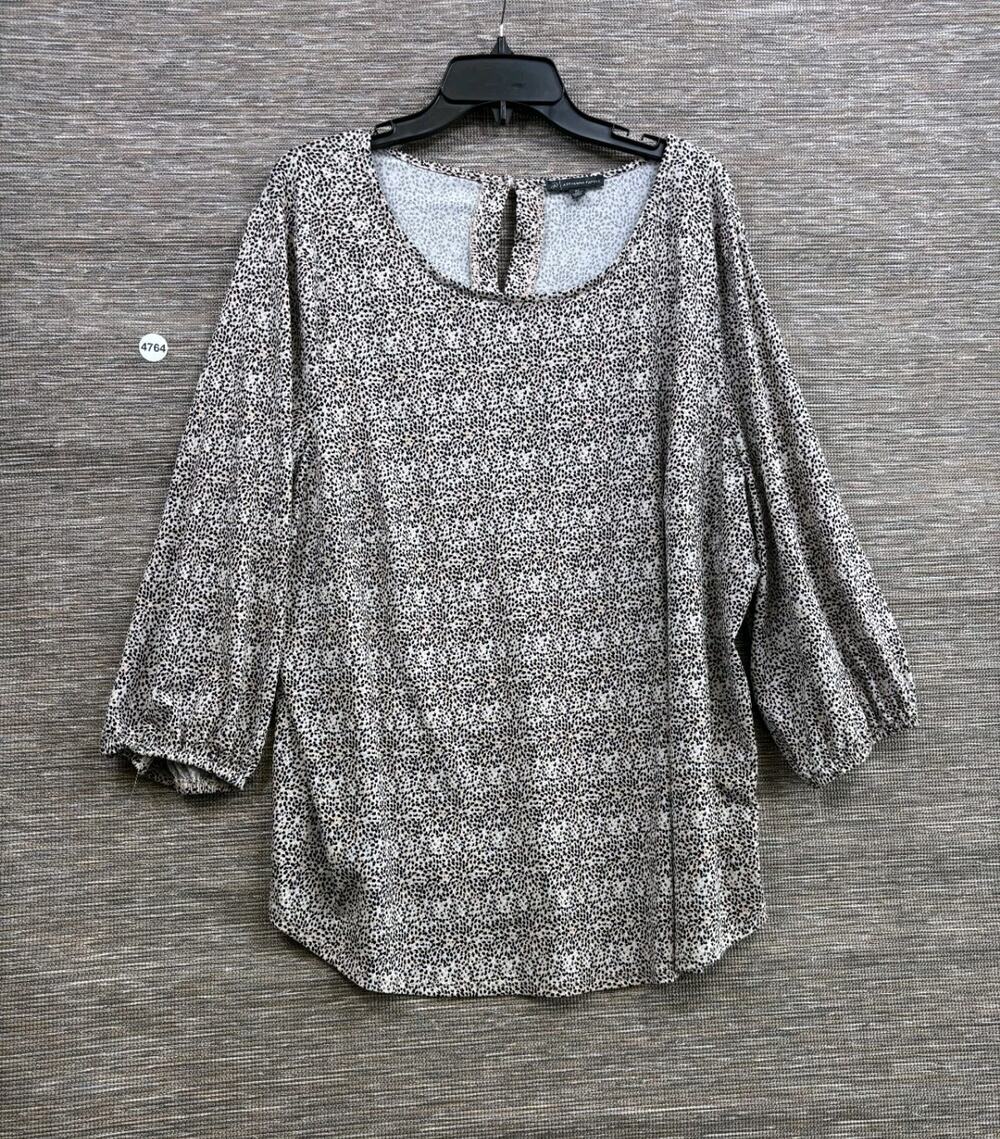 Adrianna Papell Women's Size 3X V-Neck 3/4 Sleeve Cheetah Print Tunic Top